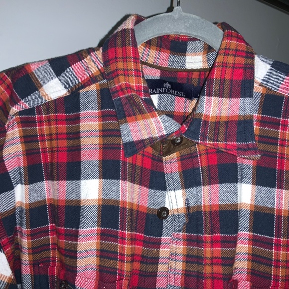 RAINFOREST Heavy Weight Red Plaid cotton Flannel shirt  Size L shacket - Picture 4 of 11
